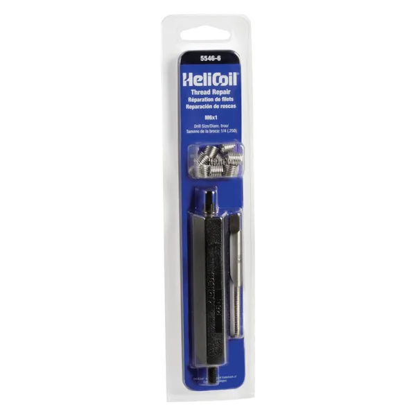 HeliCoil Metric Coarse Thread Repair Kit, M6x1 Kit: 12 inserts, tap, installation tool