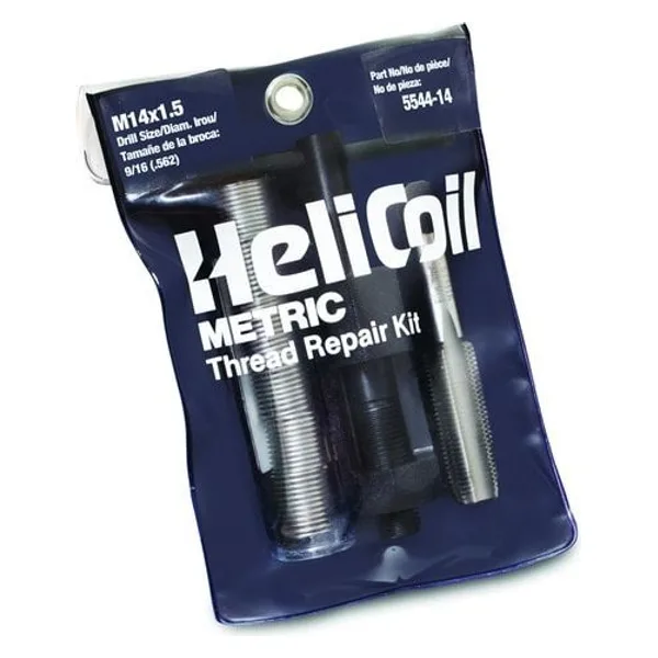 HeliCoil Metric Fine Thread Repair Kit, M14x1.5 Kit: 6 inserts, tap, installation tool