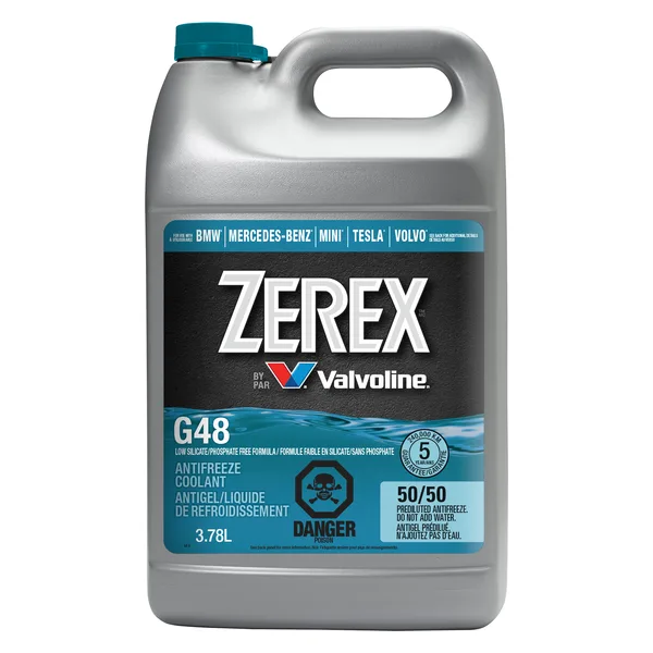 Zerex G48 Antifreeze/Coolant 50/50 Ready to Use 3.78 L (1 US gal), bilingual English/French label